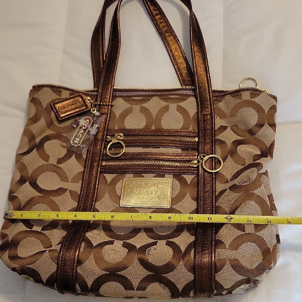 Coach Brown and Tan  Signature Poppy Tote Bag